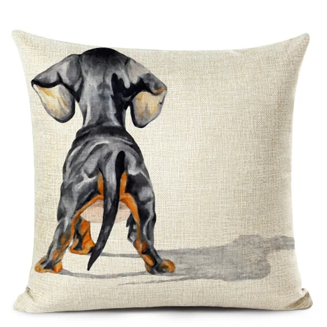 Linen Pillow Case - Bull Terrier Bull Dog Dachshund