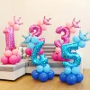 10PCS Blue Pink Party 0 - 9 Numbers Aluminum Film Latex Balloons Birthday Anniversary Decors