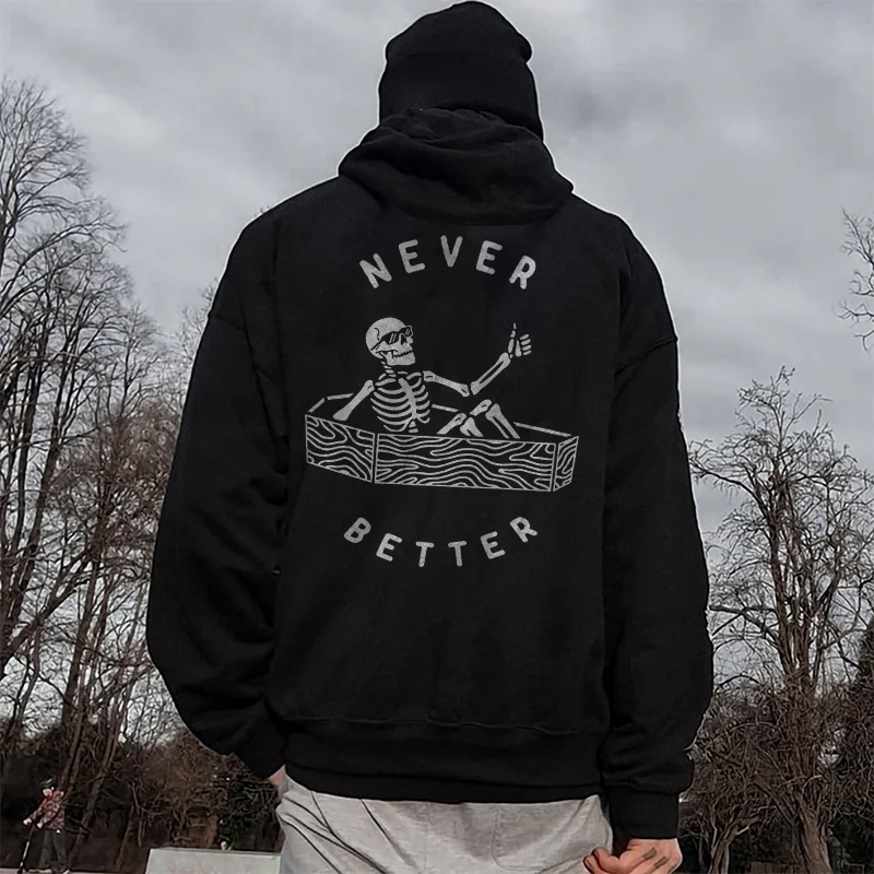 Never Better Printed Men's Hoodie -  