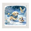 5D DIY Partial Special Shaped Drill Diamond Painting With Frame Kit Dog Decor 19.2x19.2cm