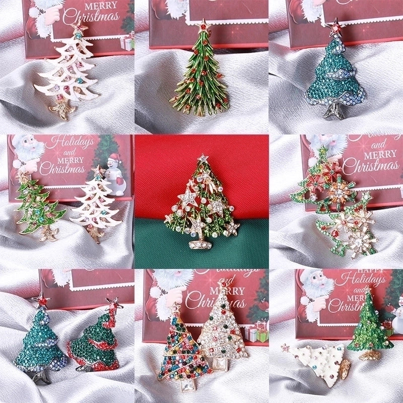 Fashion Pin Christmas Tree Alloy Inlay Rhinestones Women’S Brooches