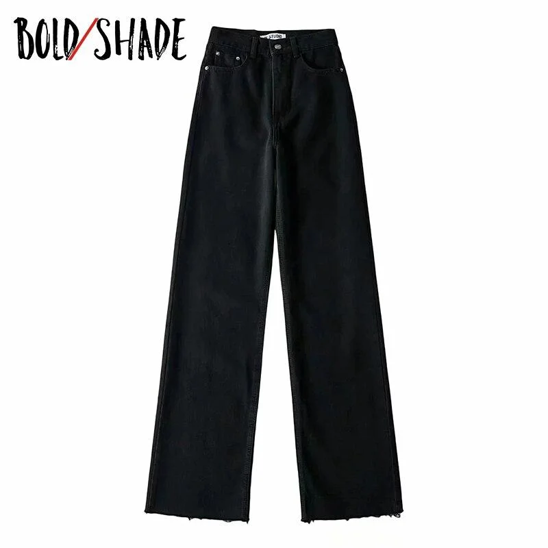 Bold Shade Boyfriend Vintage Skater Style Baggy Jeans Streetwear 90s Grunge Denim Pants Women Fashion Indie Aesthetic Trousers