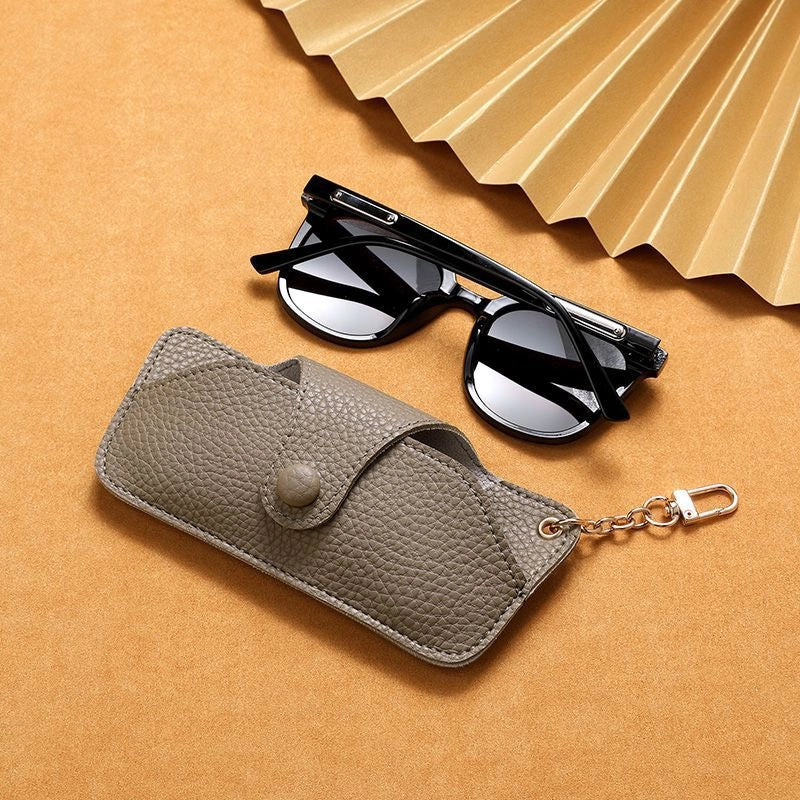 Simple Handmade Leather Portable Sunglasses Case Drop-resistant Sunglasses Case Glasses Bag Chain Pannier Bag