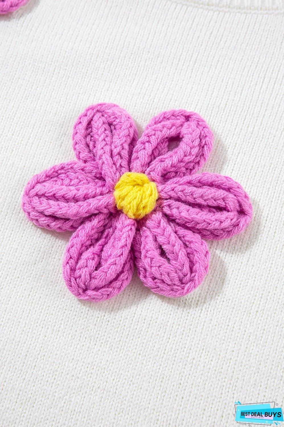 Floral Crochet Chunky Knit Sweater