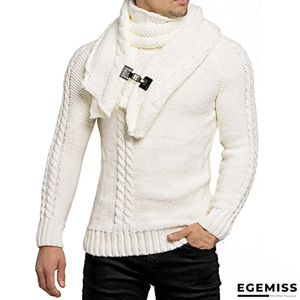 Men's Scarf Slim Pullover Knitted Sweater Men | EGEMISS