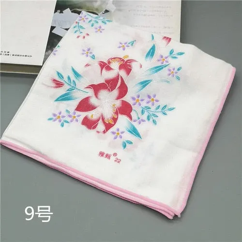 Handkerchiefs Women Kawaii Printing Simple Square Towel Pocket Elegant All-match Womens Leisure Female Cute Handkerchief Cotton