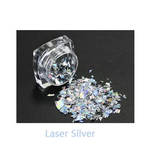 Gold Silver Glitter Nail Foil Sticker Adhesive Transfer Paillette Flake Full Cover Weed Leaf Decal Decor Decoration Manicure