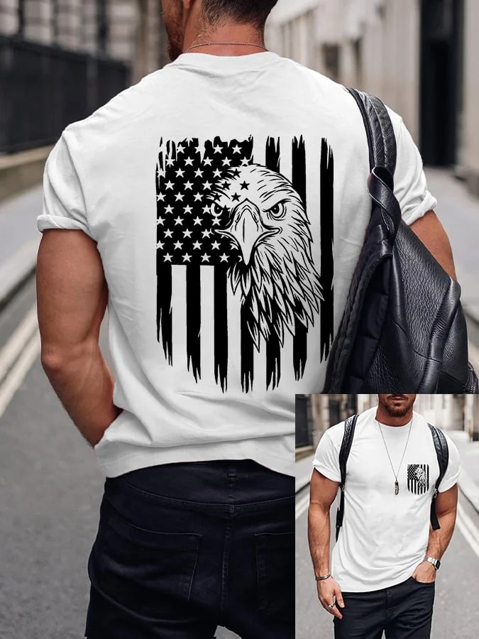 Men's Eagle and Flag Casual T-Shirts