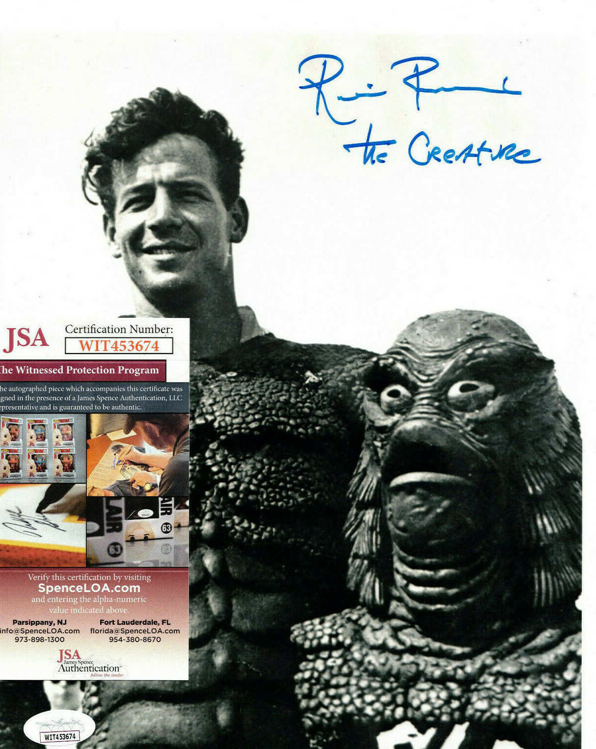 Ricou Browning Signed 8x10 Photo Poster painting, Creature from the Black Lagoon JSA Witness COA