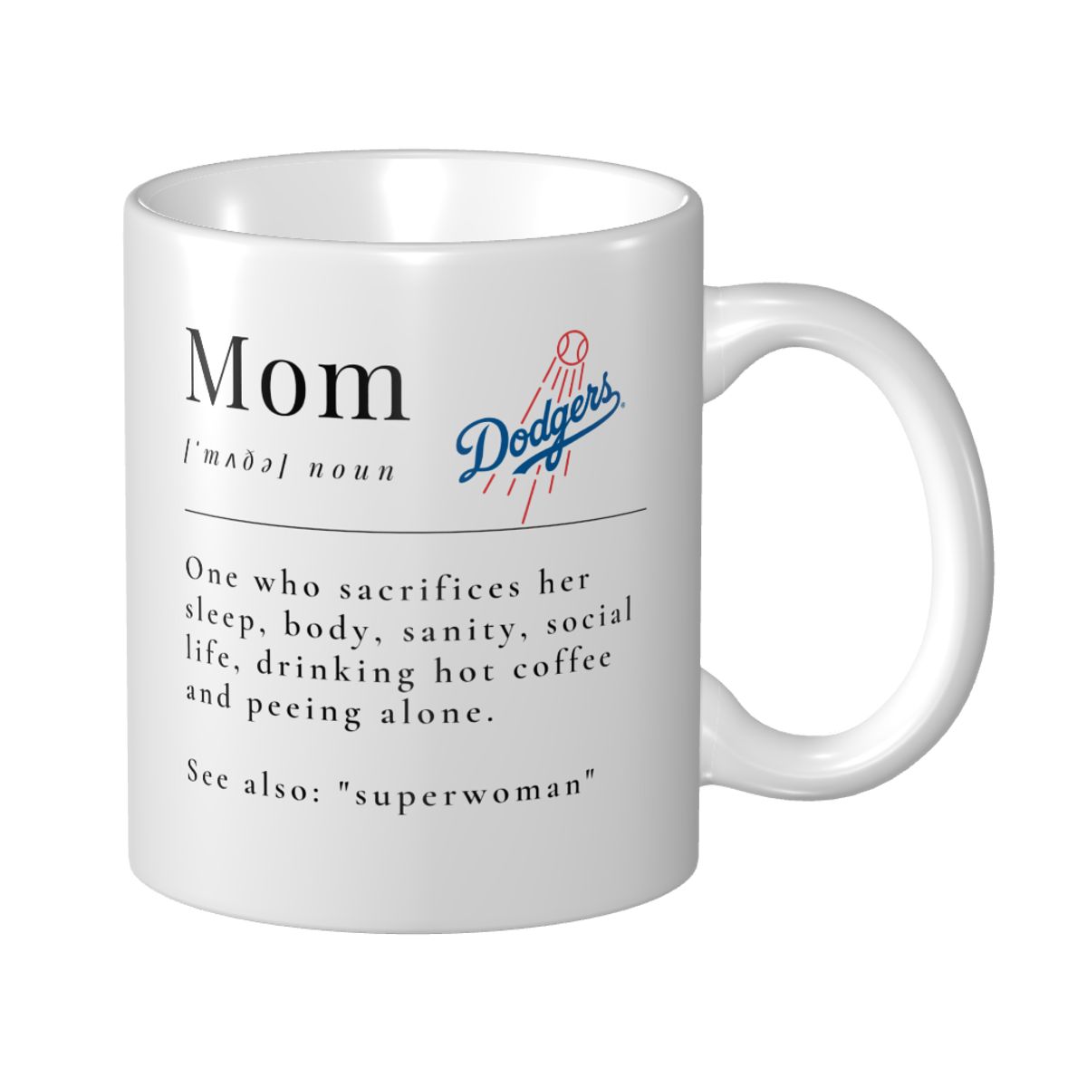 Los Angeles Dodgers Mother's Day Dictionary Definition Funny Quote Mom Ceramic Mug
