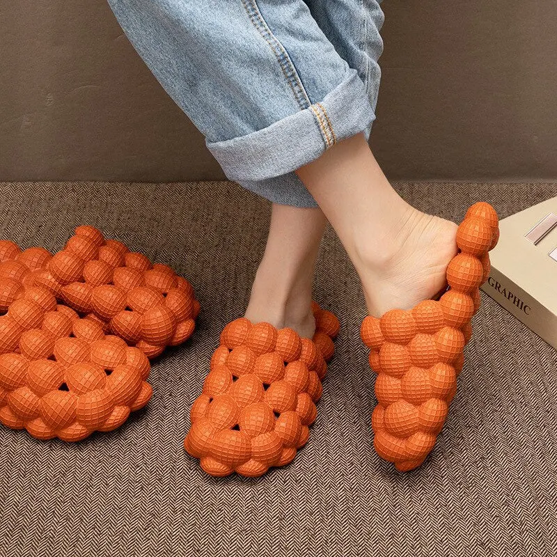 Home Slippers Women Summer Flip-flops Cute Bubble Ball Beach Shoes Thick Sole Couple Household Slides Non-slip Unisex Slippers