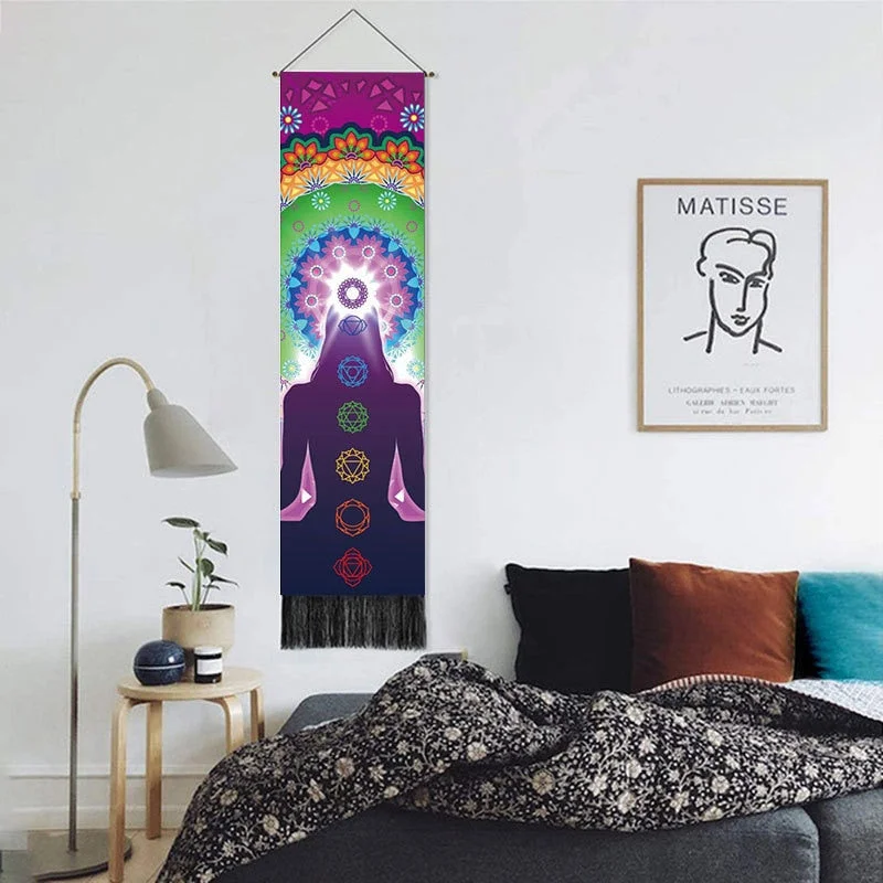 Moon Phases Tapestry Wall Art Hanging Tarot Witchcraft Tapestries HD Printing Sun Moon Tapestry Psychedelic Decor Tassel Carpet