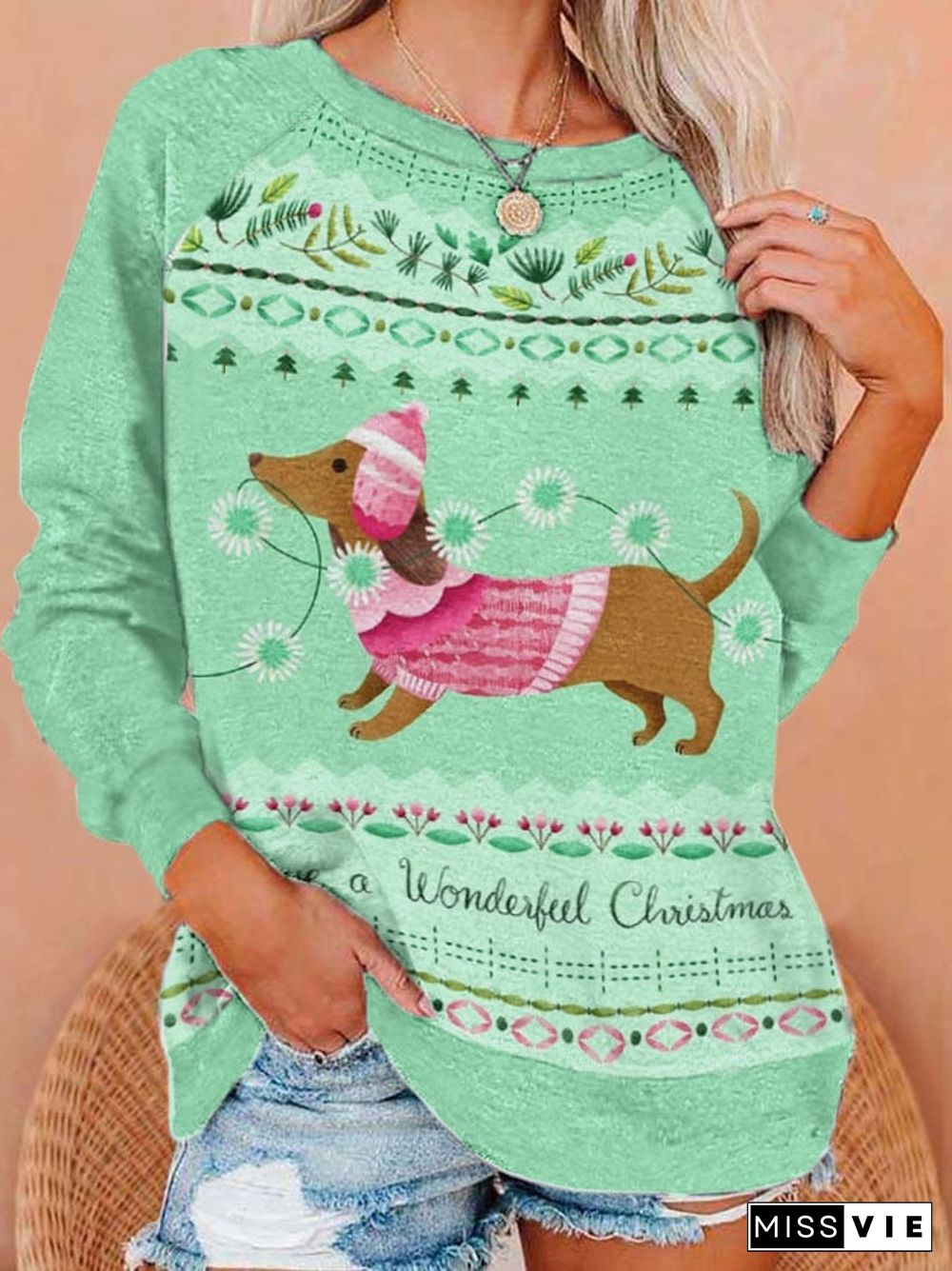 Women's have a wonderful christmas dachshund sweatshirt