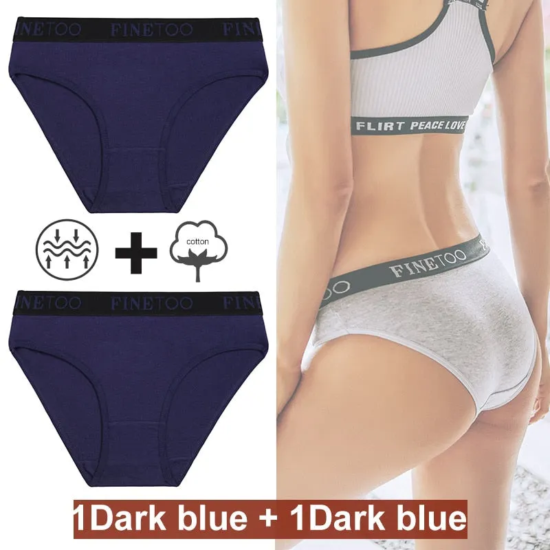2PCS/Set Women Cotton Panties Female Underwear Sexy Briefs Lingerie Panties Female Underpants Intimate Finetoo Pantys M-XXL
