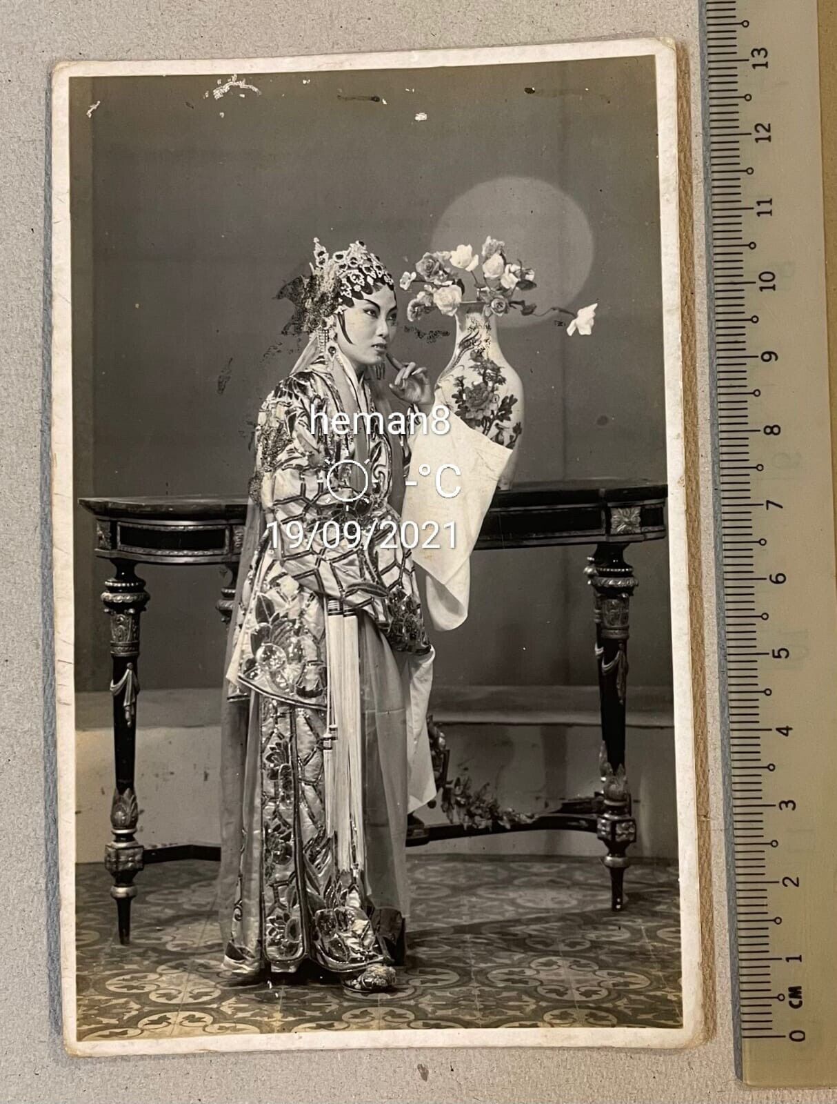 very old Local Chinese opera actress black & white Studio Photo Poster painting postcard