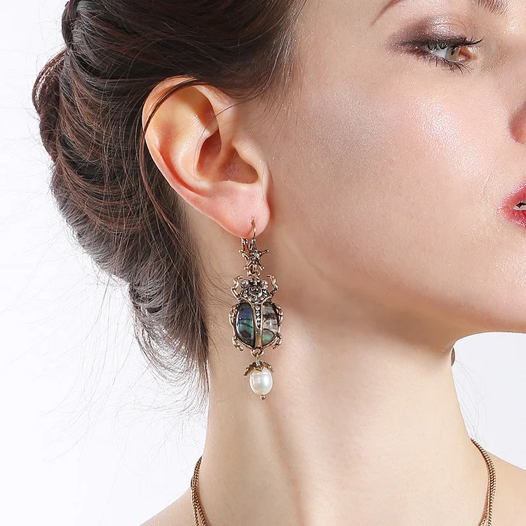 Retro style ladybug personality all-match earrings