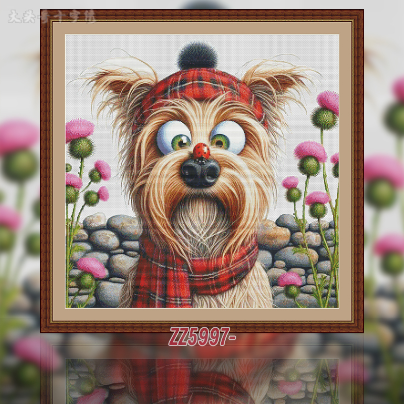 [ZZ5997-Cross-eyed Dog]  Painting Fairy Cross Stitch