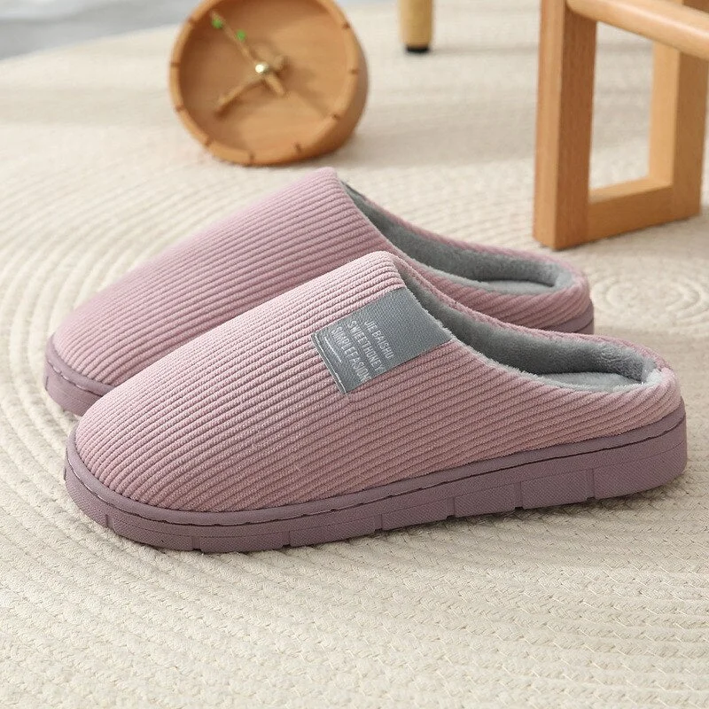 Women Winter Warm Corduroy Slippers Candy Color Hourshold Shoes Non-Slip Soft House Slippers Indoor Lovers Couples Slides