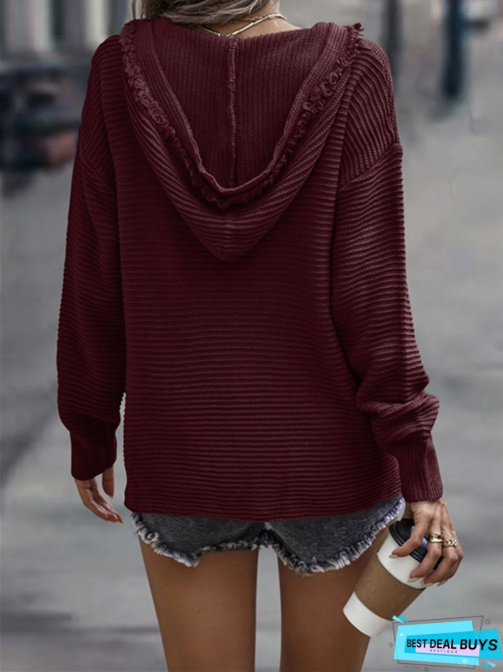 Fashion V-neck Solid Color Long Sleeve Sexy Sweater