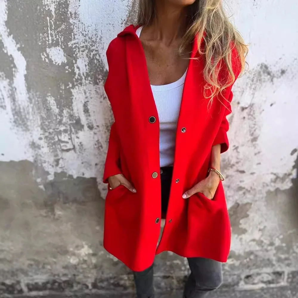 Uveng Uveng 2025 New Hot Fashion Long-Sleeved Solid Coat Women's Clothing