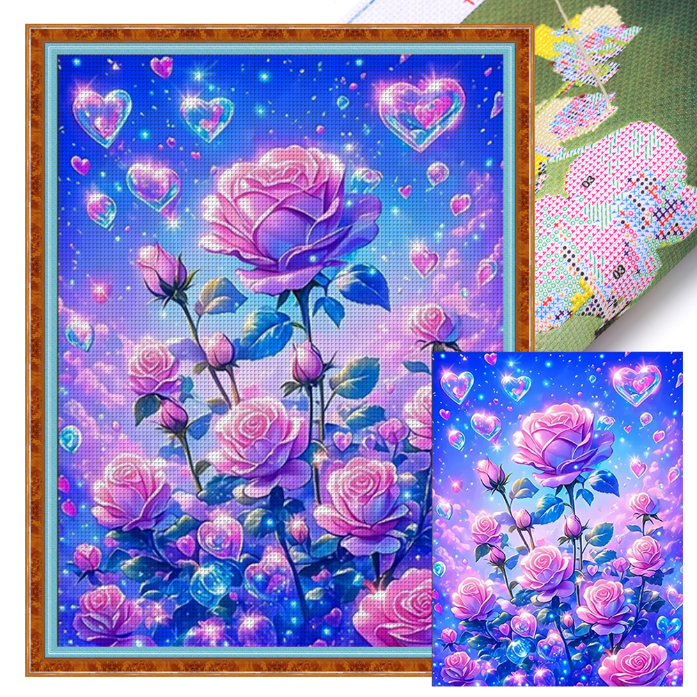 Love Rose Full 11CT Pre-stamped Canvas(45*60cm) Cross Stitch