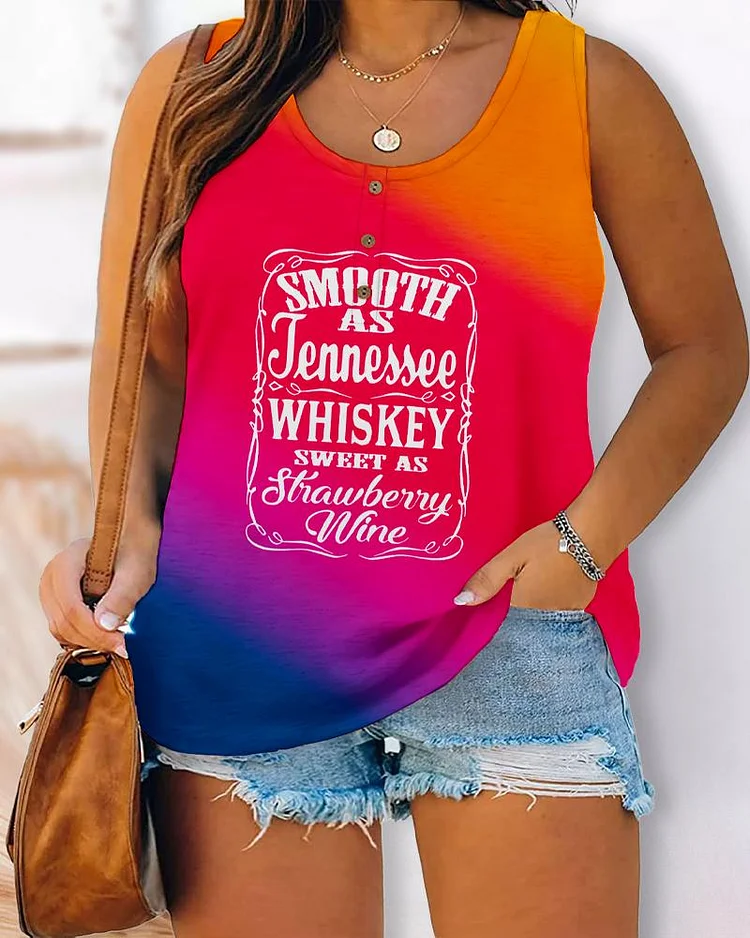 Plus Size Rheinstone Slogan Pattern Tank Top