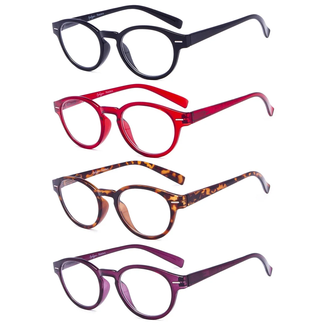 4 Pack Oval Reading Glasses Retro Readers
