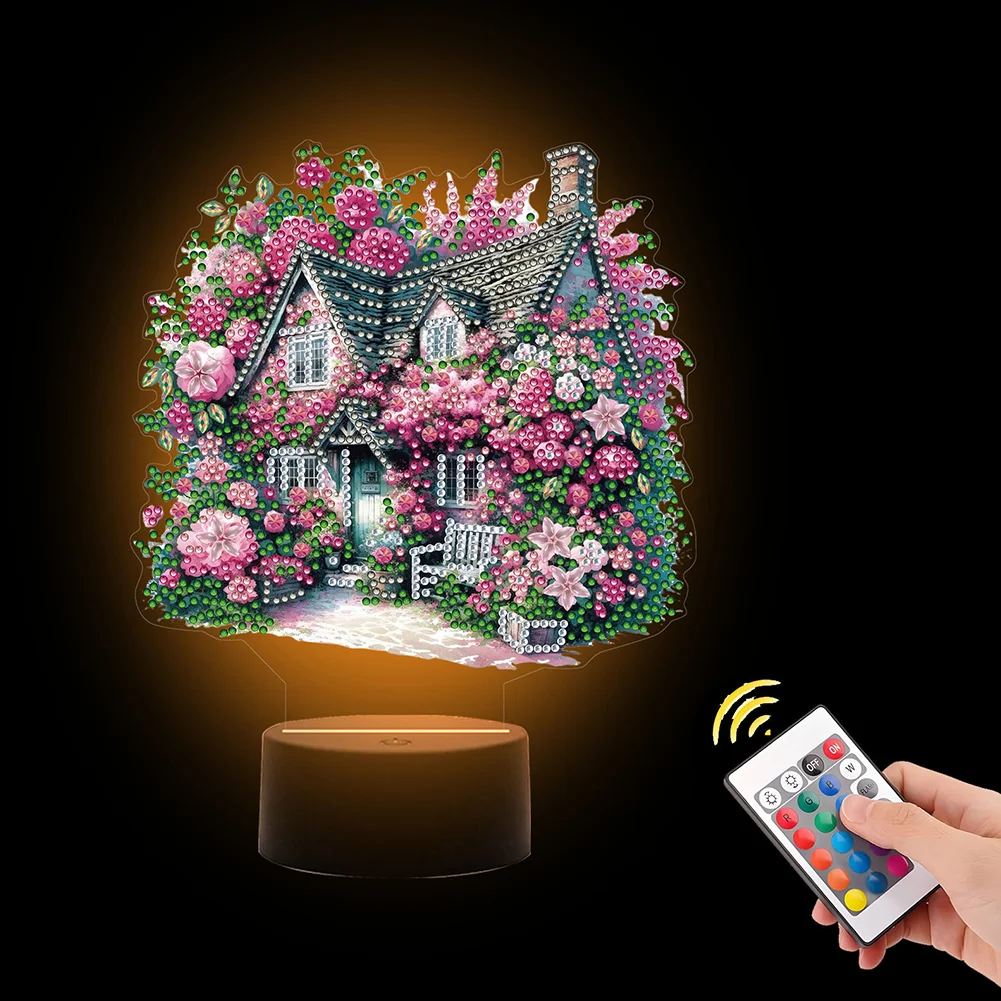 5D DIY Flower House Diamond Painting Night Light Diamond Art Lamp Home Decor