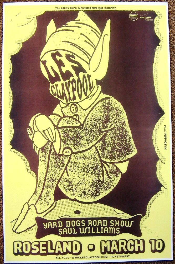 LES CLAYPOOL 2009 Gig POSTER Portland Oregon Concert