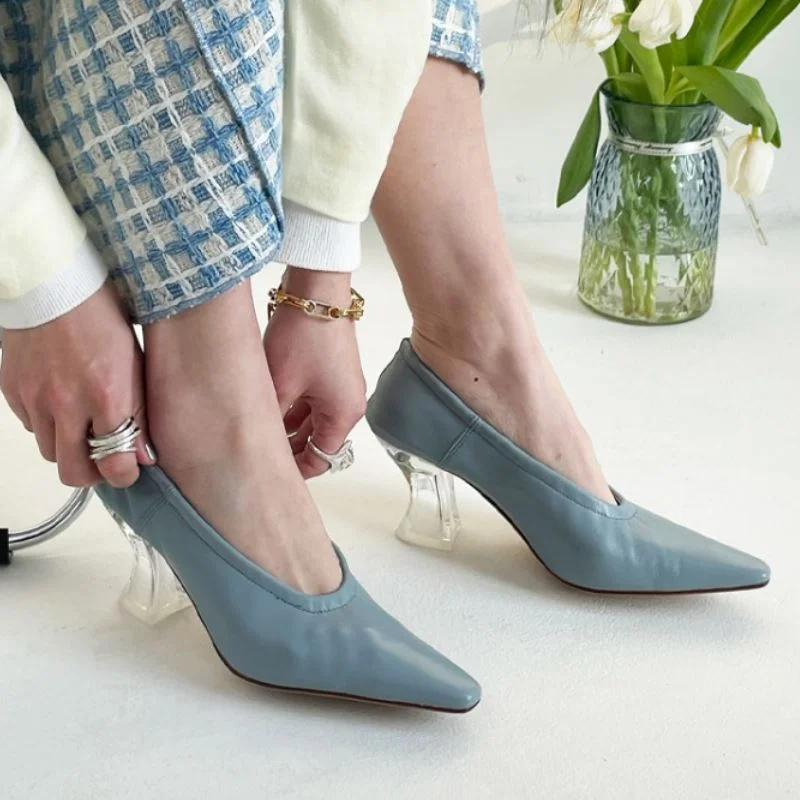 Real Leather Women Pumps Sexy Pointed Toe High Heel Shoes Woman Spring Office Lady Party Home Daily Footwear Size 34-40