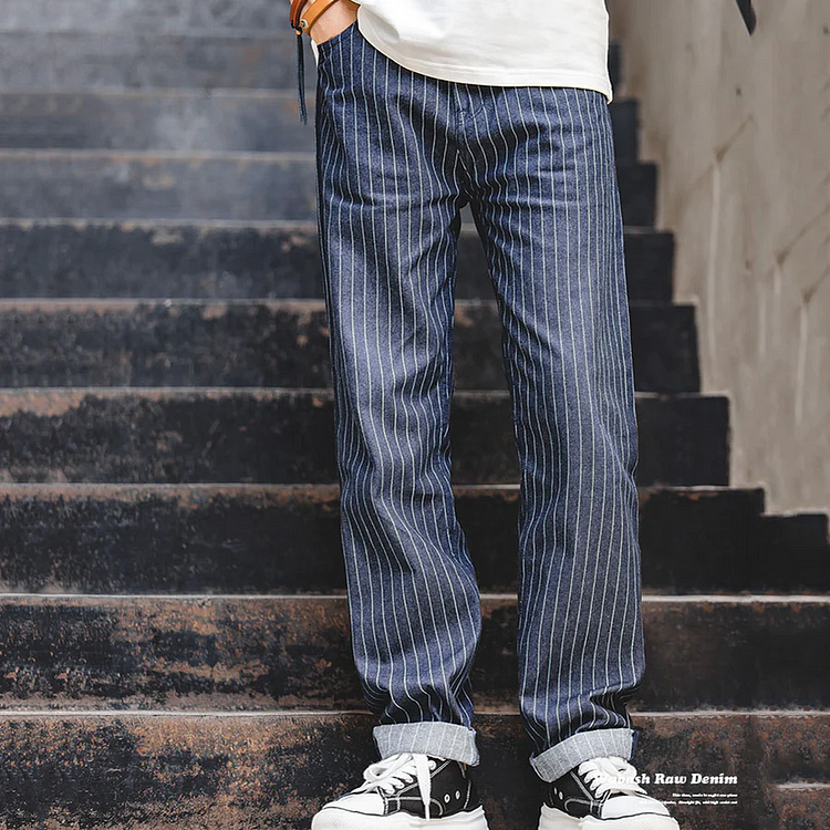 Mens on sale striped denim