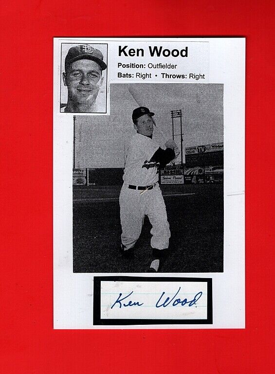 1948-51 KEN WOOD-ST LOUIS BROWNS AUTOGRAPHED CUT W/Photo Poster painting-d.2007