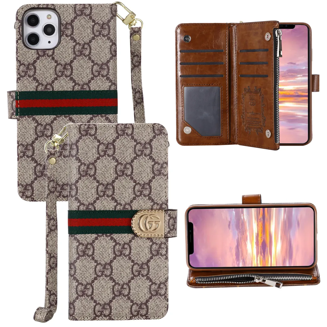 Monogram LV canvas leather wallet iPhone Samsung mobile phone case