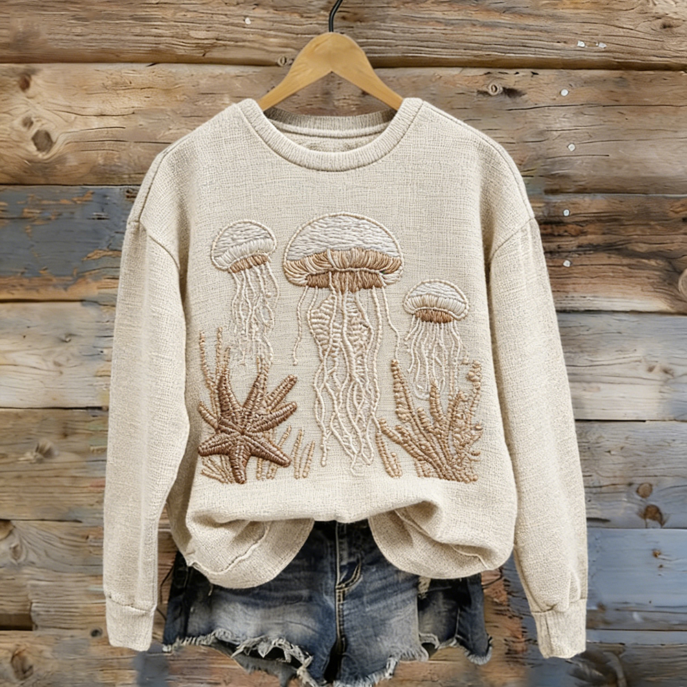 Vintage Jellyfish Art Pattern Comfy Sweatshirt wearshes