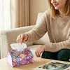 Rhombus DIY PU Diamond Painting Tissue Box Kits for Adults/Beginners Home Decor Diamond Desk Decorative Tissue Box Stain-resistant