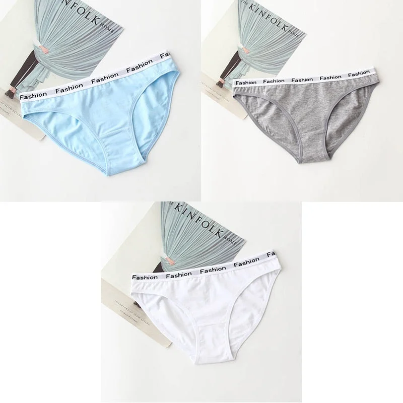 M-2XL Cotton Panties Female Underpants Sexy Panties for Women Briefs Underwear Plus Size Pantys Lingerie 3PCS/Set 5 Solid Color