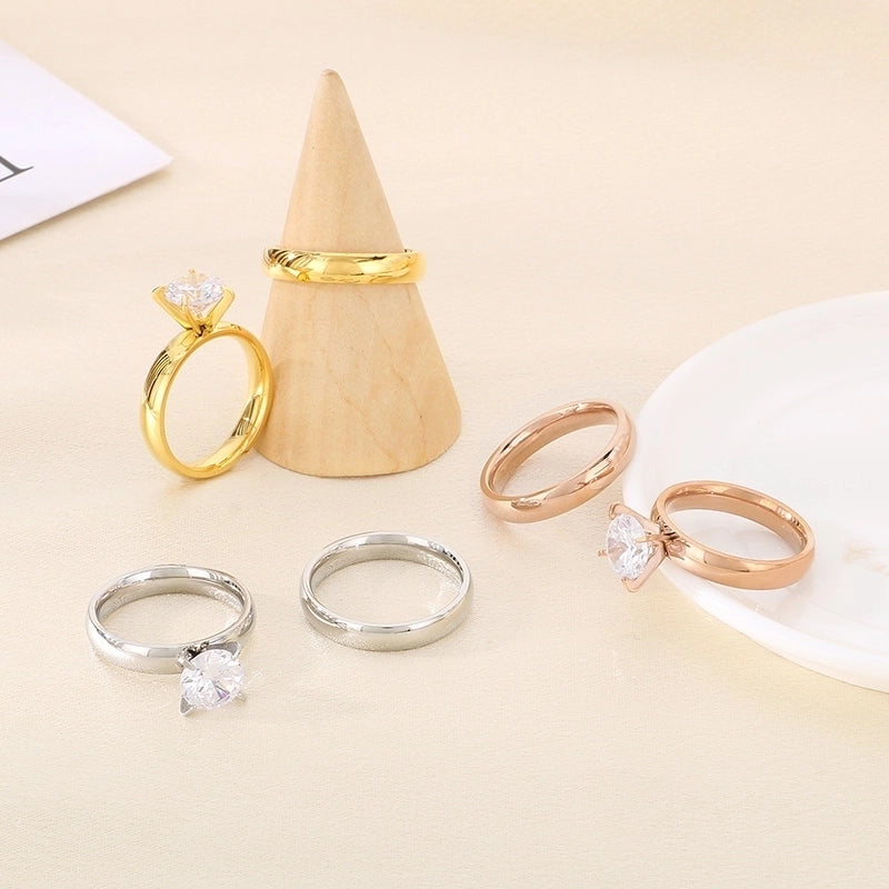 Minimalist Geometric 304 Stainless Steel 18K Gold Plated Rings