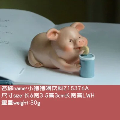 Cute Piggy Ornament Pink Pig Figurine Animal Model Car Ornament Dollhouse Decor Micro Landscape Decoration