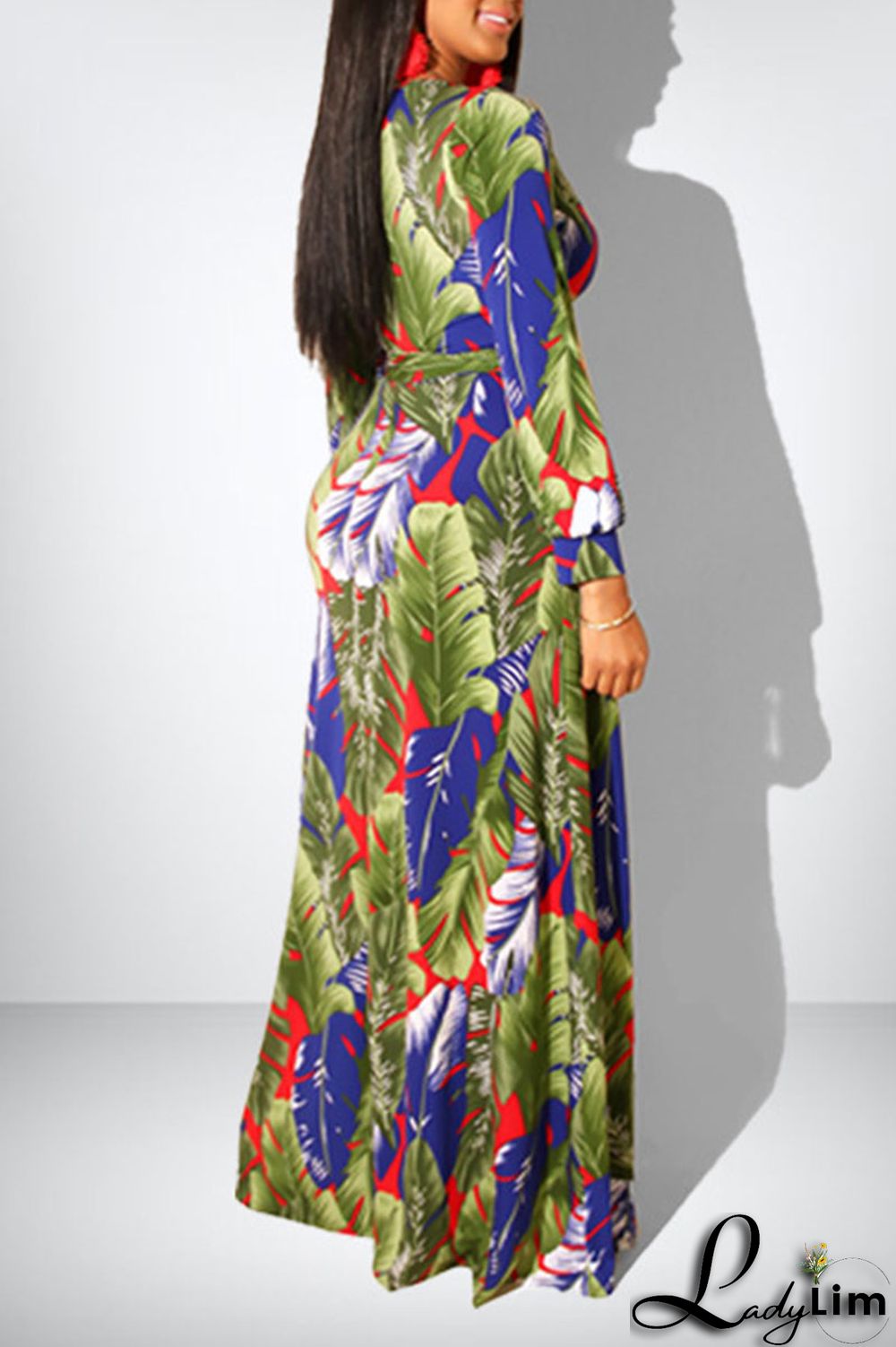 Pink Sweet Elegant Print Patchwork V Neck Straight Dresses