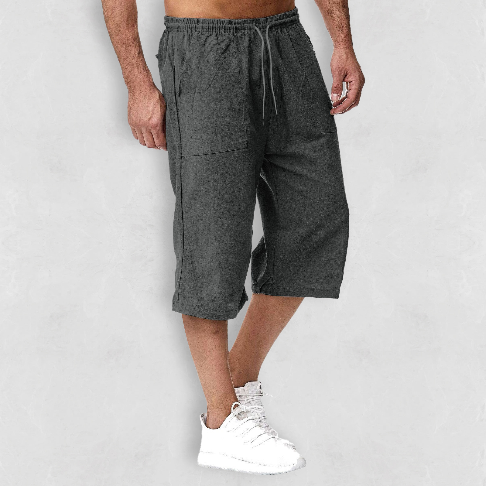 menweary Men's Vintage Drawstring Casual Cotton Linen Pants