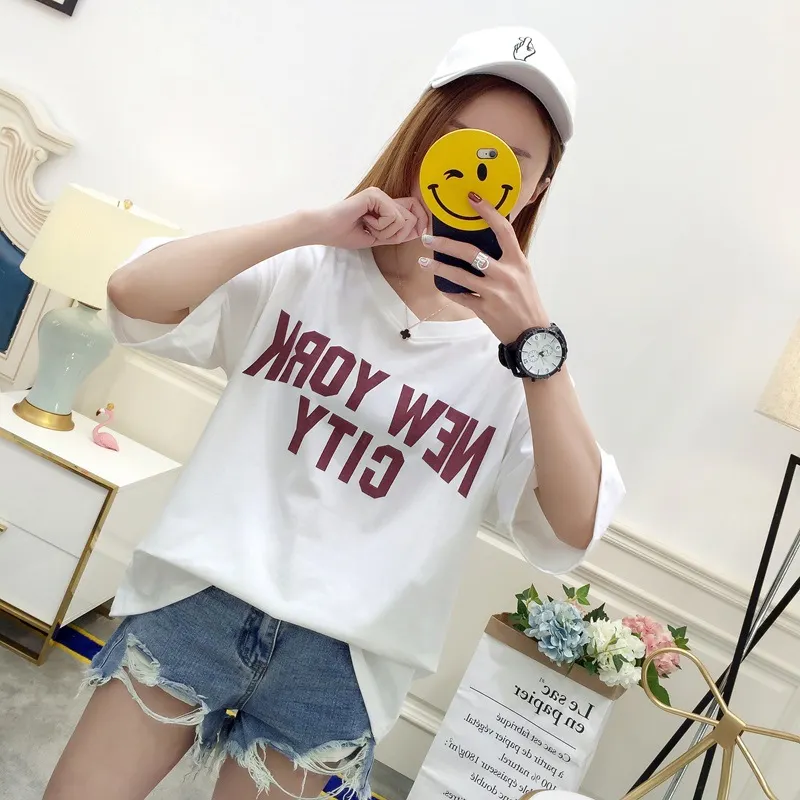 Brownm Brownm Top Female 2024 Summer Korean Version Loose Ins Hong Kong Wind White Short-Sleeved Big T-Shirt Web Celebrity Half Sleeve Student