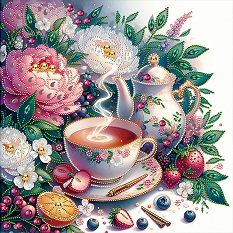 Partial Special-shaped Diamond Painting - Afternoon Tea 40*40CM