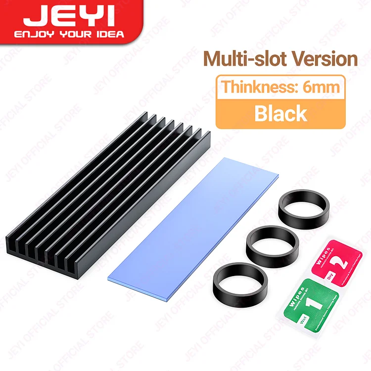 JEYI M.2 SSD Heatsink Aluminum Cooler Multi-version NVMe Radiator with Thermal Pad, Dust Paper for PS5/PC/Laptop M2 2280 SSD