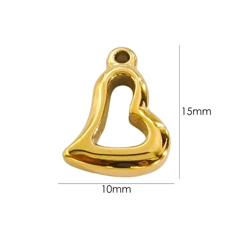 10 Pcs/Package 304 Stainless Steel 14K Gold Plated Heart Shape Pendant