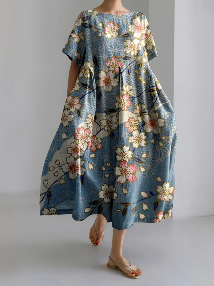 Japanese Flower Art Casual Dress