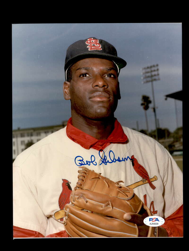 Bob Gibson PSA DNA Coa Signed 8x10 Photo Poster painting Tigers Autograph