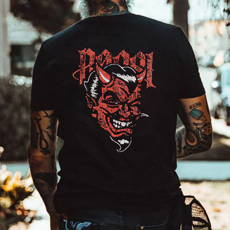Fierce Angry Devil Letter Graphic Black Print T-shirt