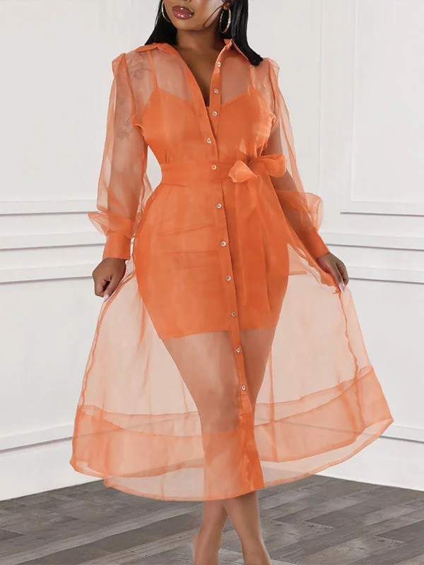 Sheer Shirt Dress with Cami Dress