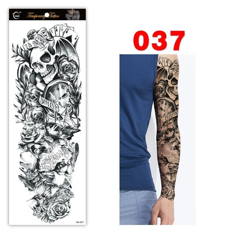 Full Arm Series Temporary Tattoo Full Arm Tattoo Sticker Lasting Waterproof Sweat Flower Arm Full Arm Tattoo Big Picture Sticker