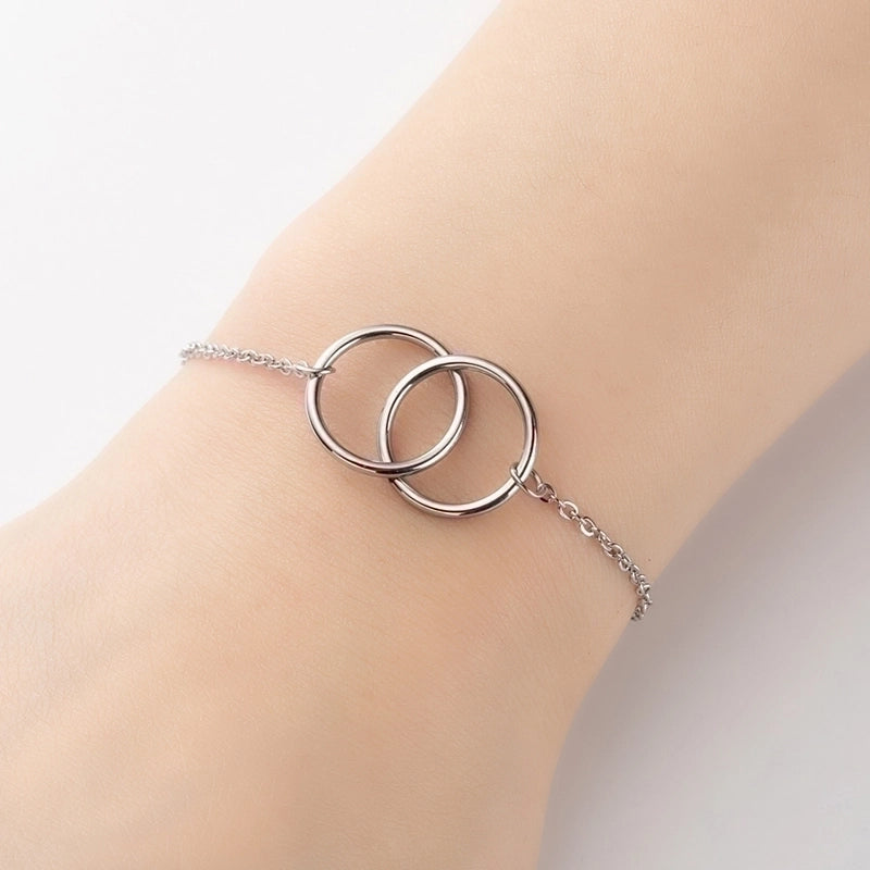 Casual Minimalist Classic Style Double Ring 201 Stainless Steel 18K Gold Plated Bracelets In Bulk